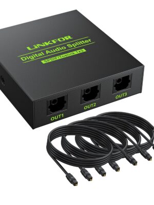 LiNKFOR 3 Port SPDIF Toslink Optical Digital Audio Splitter