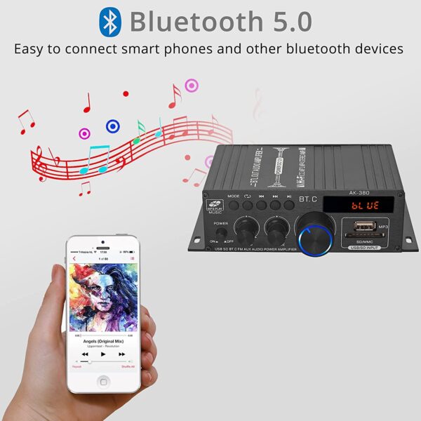 LiNKFOR Stereo Audio Power Amplifier with Bluetooth 5.0 Receiver