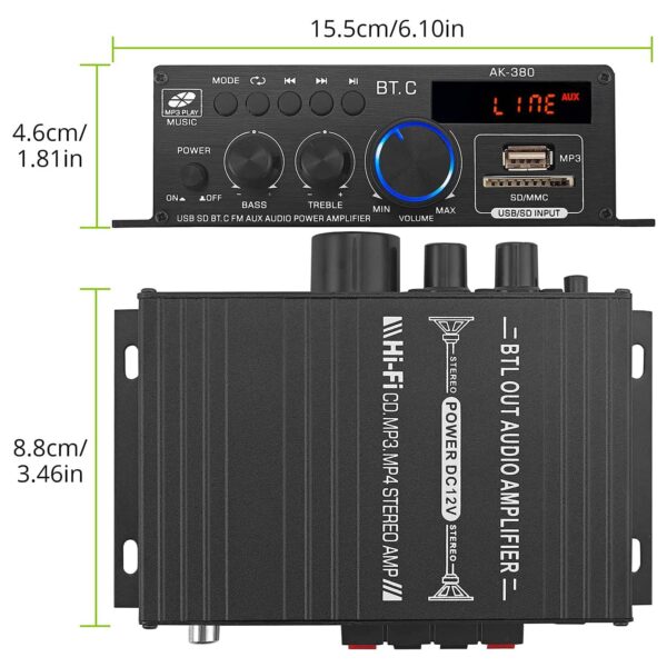 LiNKFOR Stereo Audio Power Amplifier with Bluetooth 5.0 Receiver